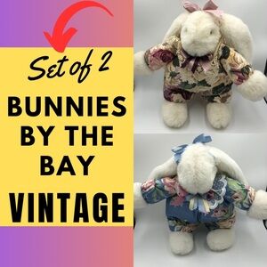 Bunnies by the Bay Plush Set - Cream with Floral Outfits
